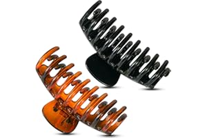 CLIPCO LONDON HAIR ACCESSORIES 9cm Hair Clips Women Girls Hair Claw Clips Non-Slip Grip Strong Hold Brown/Black Hair Clips For Fine Hair Shiny Sectioning Styling Clips 2PCS Claws Set