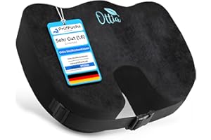 ‎OTTIA Ottia® Sitzkissen Orthopädisch, Sitzkissen Stuhl für Rückenschmerzen, Orthopädisches Sitzkissen Bürostuhl, Steißbeinkissen - aus Memory Foam inkl. waschbarer Bezug (Schwarz, Sitzkissen)