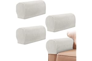 YANCLIFE Armrest Chair Covers, Set of 4 Stretch Armchair Covers for Arms，Spandex Polyester Sofa Arm Caps Non Slip Armrest Covers for Chairs Furniture Protector Armchairs Sofa Couches Recliner (ivory White)