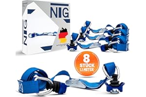 NTG 1-12 cinghie di tensione per guida aerea con morsetto e raccordo in plastica, guarnizione terminale, DIN EN 12195-2 (8 pezzi)