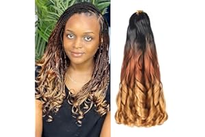 ALALEIBABY 14 inch French Curl Braiding Hair 8 Pc crochet braids hair extensions Curl Braids Crochet Hair expression hair french curl braiding hair Extensions Pre Stretched Bouncy Braiding Hair(14 Inch 1B/30/27)