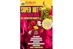 RED DRAGON SEEDS Super Hot Chilli Seed Variety Pack – 7 Super Hot Pepper Variety Seeds Including The Carolina Reaper – 70 Super Hot Seeds - (Superhot Variety Pack 2)