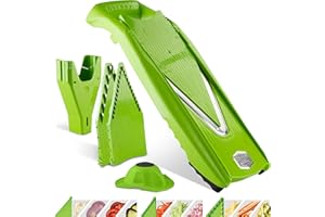 Börner Affettaverdure V5 (Set Iniziale) • Mandolina a V per Fette, Bastoncini & Cubetti di varie dimensioni • Tagliaverdure Regolabile con Lama a V in Acciaio Inox • Colore: Verde