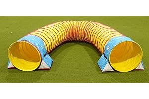 Callieway Tunnel Agility „Compet“ Blanc-Jaune Ø 60cm, 5m; 2 Sacs de lestage déjà Inclus, Blanc-Jaune