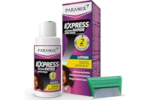 Paranix -Lotion Express 2 minutes 100% efficace contre les poux de tête- les nymphes et les œufs - lentes - 95 ml – Peigne fin en métal inclus