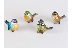 Dekoracyjne ptaki zestaw 4 szt. z kamienia sztucznego ręcznie wykonane i malowane w kolorze naturalnym ~ z glazurowaną powierzchnią ~ wymiary: każda dł. 6 szer. x 3,5 x wys. 5 x cm Formano