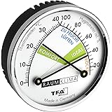 TFA Dostmann Thermo Analoges Thermometer Hygrometer mit Metallring, Luftfeuchtigkeitsmessgerät, Mehrfarbig, L71 x B23 x H71 m
