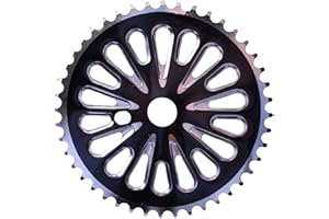 bankrupt_bike_parts BMX BIKE STEEL CHAINRING 44 TEETH 1/8" BLACK WITH SILVER TEARDROP SLOTS