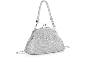 BAIGIO Damska elegancka kopertówka ze srebra kryształowego, na ceremonię ślubną, imprezę, koktajl