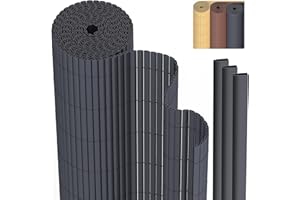 PVC Sichtschutzmatte Sichtschutzzaun 100 x 300 cm Privatsphäre Wetterfest für Garten, Balkon und Terrasse, Sichtschutz mit Strukturierte Oberfläche, Balkonumrandung mit Kabelbindern & Abdeckung