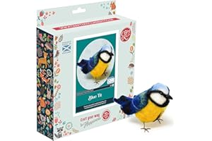 The Crafty Kit Company Needle Felting Craft Kit - British Birds Blue Tit | 100% Corriedale Wool DIY Felt Craft Kit – Handmade Gift for Adults, Teens & Beginners | Age 10+