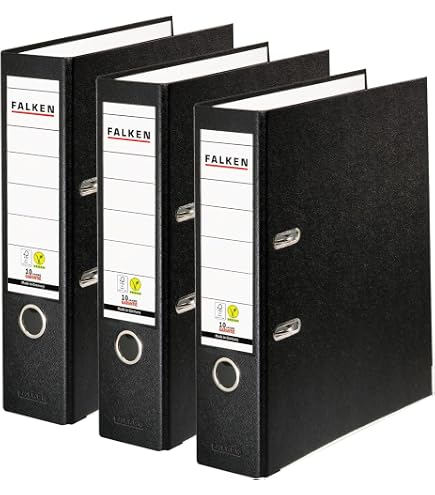 Classeurs à Anneaux Noirs A4 - Lot De 3 - Mécanisme 2 Anneaux 8cm - Netuno