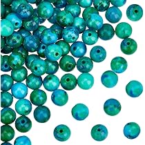 Fil De Perles En Pierre Chrysocolle - Boules 8mm Bleu-Vert - Environ 45 Perles (39cm) - Neuf
