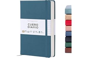 BEECHMORE BOOKS Cuaderno rayado A5 azul océano | Diario de tapa dura de cuero vegano grueso de 120 g/m² papel forrado crema | Ideas de regalo para escritores, periodistas, reuniones de negocios y