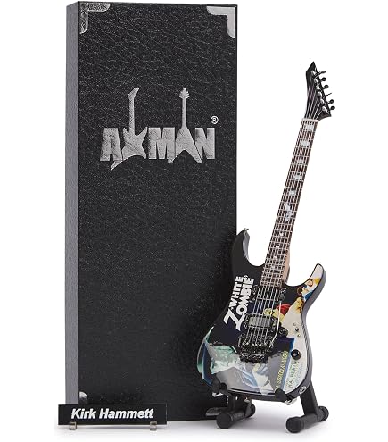 Jerry García (Grateful Dead): Réplica de guitarra en miniatura de tigre – Regalos musicales – Escala ornamental hecha a mano 14 – Incluye caja de exhibición, etiqueta de nombre y soporte de