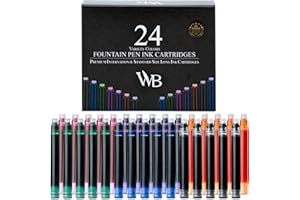 Wordsworth & Black - Cartucce d'inchiostro per penna stilografica - Colori Assortiti - Dimensioni standard internazionali - Lunghezza circa 3.8 cm - Diametro base circa 0,6 cm - Confezione da 24