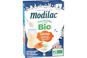 Laboratoire Modilac - Céréales Bio Riz Carottes Sans Sucres Ajoutés*** - Dès 4 mois - 250g - Lot de 7