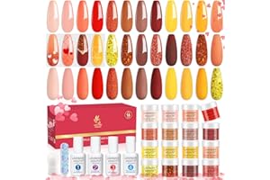 ‎LAVENDER VIOLETS Lavender Violets Dip Pulver 20 Pcs Dipping Powder System Nagel French Nail Nude Orange Gold Acryl Puder für Maniküre Nail Art mit Base&Top Coat, Aktivator Brush Saver M9601
