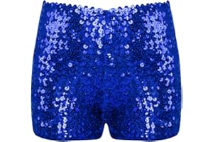 Runhomal Kinder Pailletten Glitzer Shorts Tanzshorts Glänzende Hotpants Kurze Hose Jogginghose Jungen Mädchen Sport Yoga Shorts Tanz Kostüm Clubwear