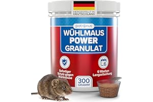 ‎PATRONUS Wühlmaus Power Granulat 300 g - Wühlmäuse effektiv vertreiben mit Sofort- und Langzeitwirkung - Wühlmausgift-Alternative als Abwehr-Mittel gegen Wühlmäuse - aus deutscher Produktion