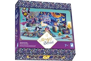 Janod - Set Multi-attività - Scuola Magica - 11 Realizzazioni - Tema Streghe - Kit Creativo Fai-da-Te per Bambini - Apprendimento della Destrezza e della Concentrazione - da 7 Anni - J09111