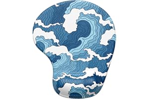 Hsurbtra Tapis de Souris, Ergonomique Tapis de Souris Gamer avec Repose Poignet en Gel, Portable, Parfait pour Ordinateur, Bureau, Travail, Océan Bleu