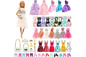 Festfun 31 Doll Clothes and Accessories 6 Fashion Dresses 5 Mini Dresses 1 Party Gown Dresses 9 Accessories 10 Shoes for 11.5 inch Doll Girl Gift