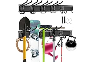 Mimoke Wandhalterung Garage und Garten Werkzeug Organizer Gerätehalter mit mehreren Haken für Gartengeräte Elektrowerkzeuge und mehr