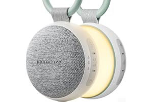Momcozy Máquina de sonido portátil con luz nocturna, máquina de sonido de ruido blanco para bebé, 20 sonidos relajantes, terapia de sonido, potencia de larga duración, temporizador, clips en el