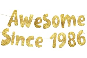 STERLING JAMES CO. Awesome Since 1986 Gold Glitter Banner - 40th Birthday and Anniversary Party Decorations