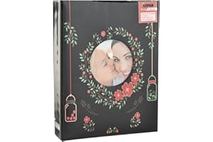 Arpan Fashion Design - Álbum de fotos para fotos de 4 x 6 pulgadas con ventana (floral negro)