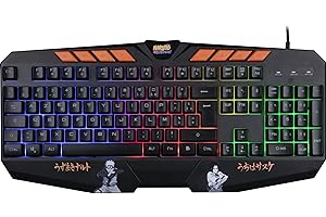 Konix Naruto Shippuden Kabelgebundene Gaming-Tastatur mit QWERTZ-Membran - Anti-Ghosting - 1,7 m Kabel - Naruto- und Sasuke-Motiv