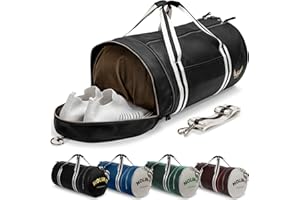 Sac de Sport Nolim-it - Vintage - Simili Cuir - Sac bandoulière Homme - Pliable - Compartiment Chaussures - Sac Voyage Cabine - Résistant à l’Eau - 45x25x25cm - Small 28L - Duffel Bag - Musculation