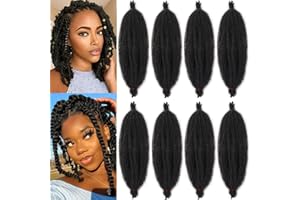 Xtrend 8-Pack Afro Twist Hair - Pre-Separated Spring Twist Extension, 12 Inch Length, Faux Locs, Natural Black Marley, Synthetic, 8 Strands/Pack, Crochet Braiding, 1B #