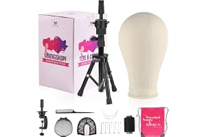 Neverland Beauty & Health 63 cm peruk huvudstativ, med kanvasskyltdockhuvuden för peruker, skyltdocka, kanvas, huvudblocksset för att göra display med T-stift, set, borstborste