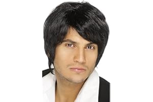 SMIFFY'S Smiffys Peluca de chico de banda de pop, negro, estilo corto Halloween