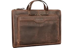 STILORD 'Silvano' Porte Document professionnel en Cuir Sacoche Vintage 13,3 pouces sac ordinateur homme femme cuir zippé porte documents a4 conferencier