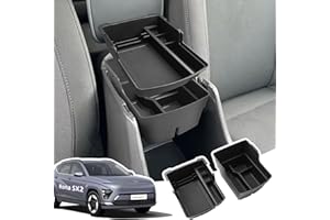 LANGBEAN Boîte de Rangement d'Accoudoir pour Hyundai Kona SX2 EV Hybird 2024 2025, Accoudoir Organiseur avec Tapis Antidérapants, Accoudoir Plateau Supérieur Organisateur Accessoires