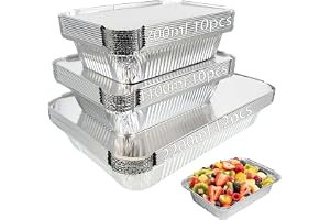 Huhemy 32 st aluminiumfat med lock, 2 200 ml/1 100 ml/700 ml aluminiumgrill, engångsskål, för grill, matlagning, grillning, stekning.