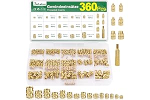 360 szt. wkładki gwintowane M2 M2.5 M3 M4 M5 M6, nakrętki do topienia Bolatus mosiądz z lutownicą pomoc do topienia, radełkowane gwint do części z tworzywa sztucznego, wkładki gwintowane do części