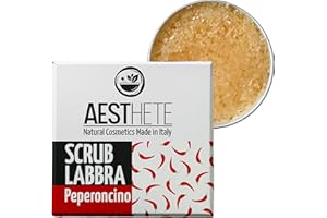 AESTHETE Scrub Labbra Esfoliante Naturale al Peperoncino 15ml – Idratante e Levigante con Aroma Frutti di Bosco Vegan e Biologico | Per Labbra Morbide Senza Pellicine | Made in Italy