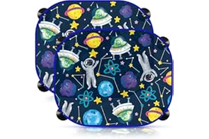 CUIDONGSHENG 2 Pcs Pare Soleil Voiture Protection UV,Protection Solaire Voiture Bébé,44 x 36 cm,Universel Chaussette Pare Soleil pour Vitres Latérales,Espace Astronaute Parasol Voiture avec 8 Ventouses