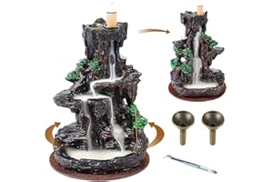 ZONSUSE Porta Incienso Cascada de Humo de Montaña, Soporte Incienso con Paisaje de Cascada, Quemador de Incienso con Reflujo de Montaña, Regalos de Decoración con Aromaterapia (Paisaje)