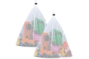 PEYGRE Extra Large Mesh Drawstring Bag, Net Beach Tote Bag, Drawstring Organizer Storage Mesh Bags for Swimming Beach Pool Sand ToysEquipment Childrens Kids Bags with Drawstrings