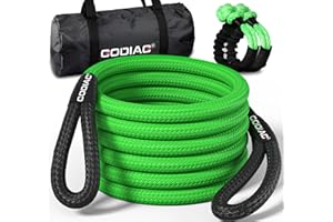 GODIAG Kinetic Recovery Rope 1"×30ft （46500lbs） Heavy Duty Tow Strap with 2 Soft Shackles,Offroad Recovery Kit for Truck,Jeep,ATV,UTV, Tractor
