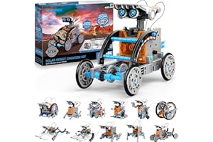 VEPOWER Solar Robots para Niños, 12 en 1 Stem Kit de Montaje Robótico Accionamiento Dual Solar y de Batería, Kits de Experimentos de Bricolaje para 8 a 13 Años(190 Piezas)