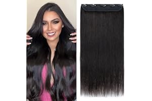 55cm - Silk-co Extensiones de Clip de Cabello Humano 100g Una Pieza 5 Clips Pelo Natural Hair Extension Peluca Postizo - #1B Negro Natural