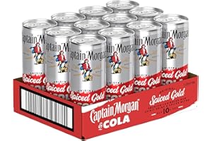 ‎CAPTAIN MORGAN Captain Morgan Original Spiced Gold&Cola Mix-Getränk|Premium Rum Blend in erfrischender Kombo|Jetzt in der handlichen Dose für unterwegs|10% vol|12x250ml EINWEG Mehrverpackung, 3 liters,3.1 kilograms