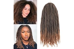 XIIMENALU Marley Twist Braiding Hair Afro Kinky Curly Marley Twist Crochet Hair Marley Twist Hair Long Cuban Twist Hair Marley Hair Extensions Synthetic Crochet Braids (T30#, 12inch/6packs)