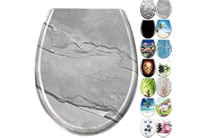 YZNAHRE WC-Sitz Toilettendeckel mit Soft-Close, Duroplast & Edelstahl, Antistatisch & Antibakteriell, Abnehmbar, Leicht zu Reinigen, 45x38 cm, Passend für Hänge-WC, Marmor